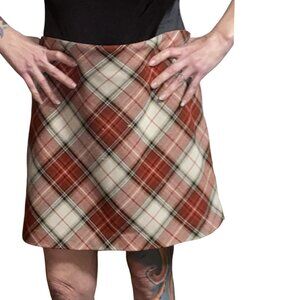 Sz.14*H&M*Burgundy/Beige Plaid Mini Skirt